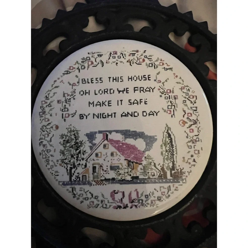 VTG Bless This House Prayer Trivet Cottage Decor‎ Religious Wall Hanging Cottage